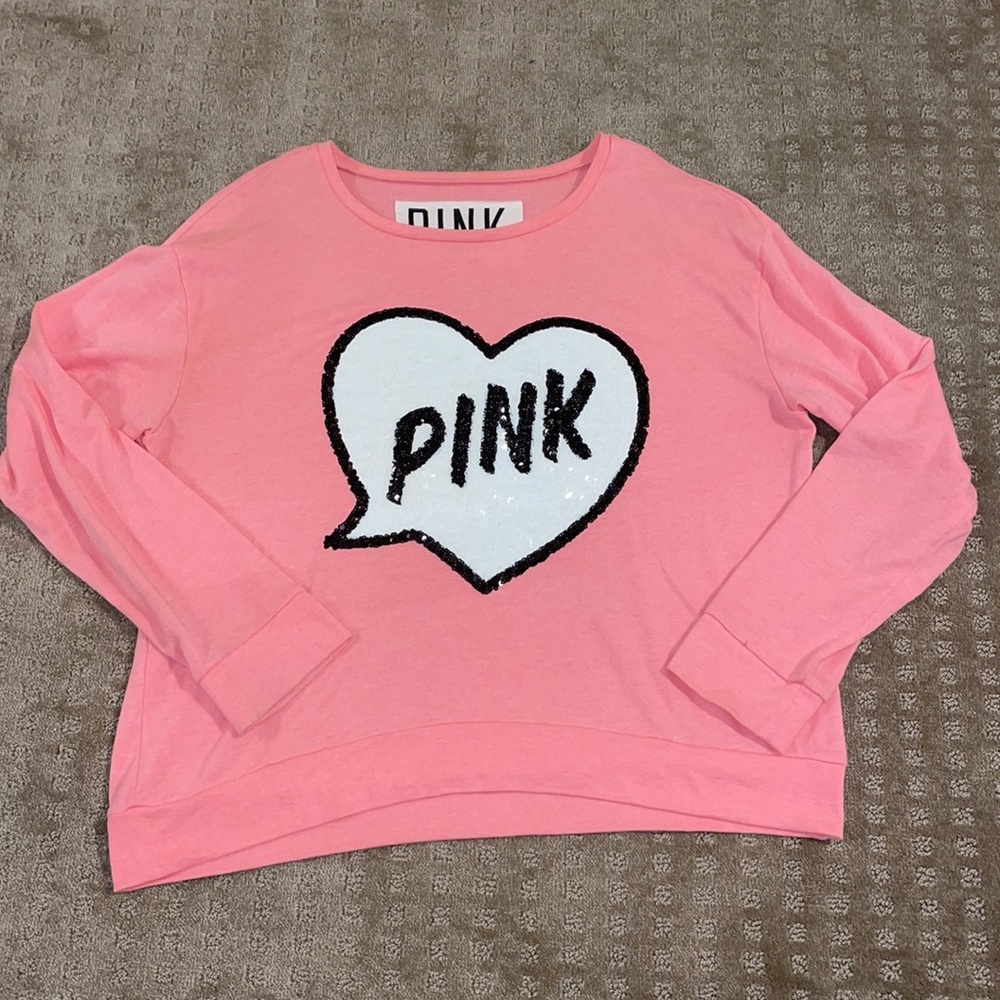 Victoria’s Secret PINK Sequined Conversation Heart Crewneck Sweater